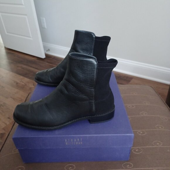 Stuart Weitzman Black Leather ankle Boots - Picture 2 of 6